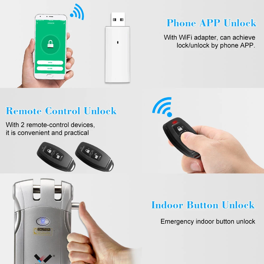 WAFU HF 018W WiFi электронный замок с дистанционным управлением невидимый БЕСКЛЮЧЕВОЙ