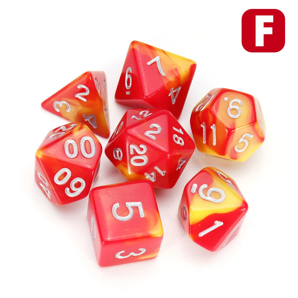 7 шт. игральные кости набор многогранные DnD смешанные цветные кости для РПГ Подземелья и Драконы ролевые игры игра, настольная игра кости набор+ сумка для хранения - Цвет: F Red Yellow