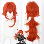 Genshin ударопрочный синтетический парик для косплея 60 см длинный красный парик для косплея термостойкий парик Хэллоуин + бесплатная шапочка парика