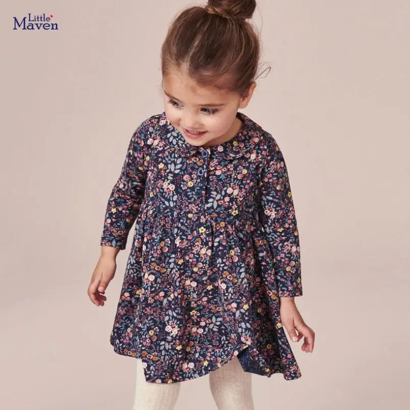 Little maven/модное Брендовое осеннее детское платье для девочек Одежда маленьких