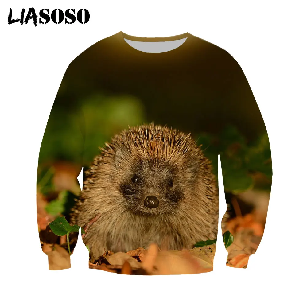 

LIASOSO Animal Hedgehog Sweatshirt 3D Print Men Women Hoodies Hip Hop Fashion Street Long Sleeve Pullover Shirt Spring Tops
