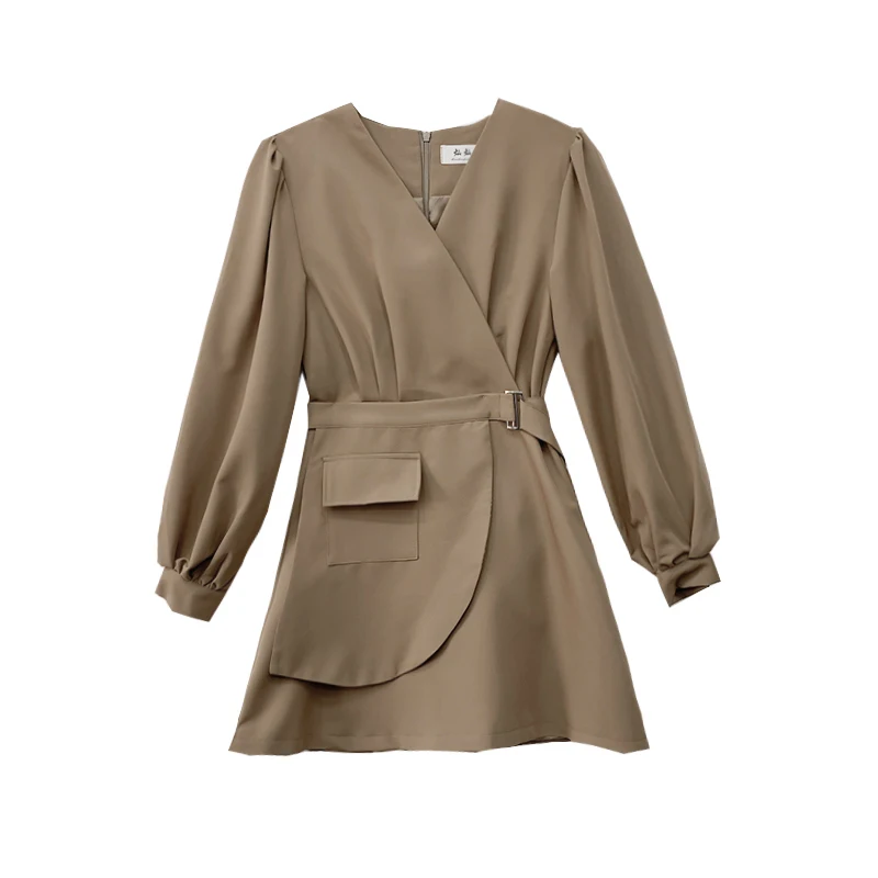 

2020 new autumn clothes dignified fashion French women's suit skirt V-neck western style irregular slim dress elegant fairy