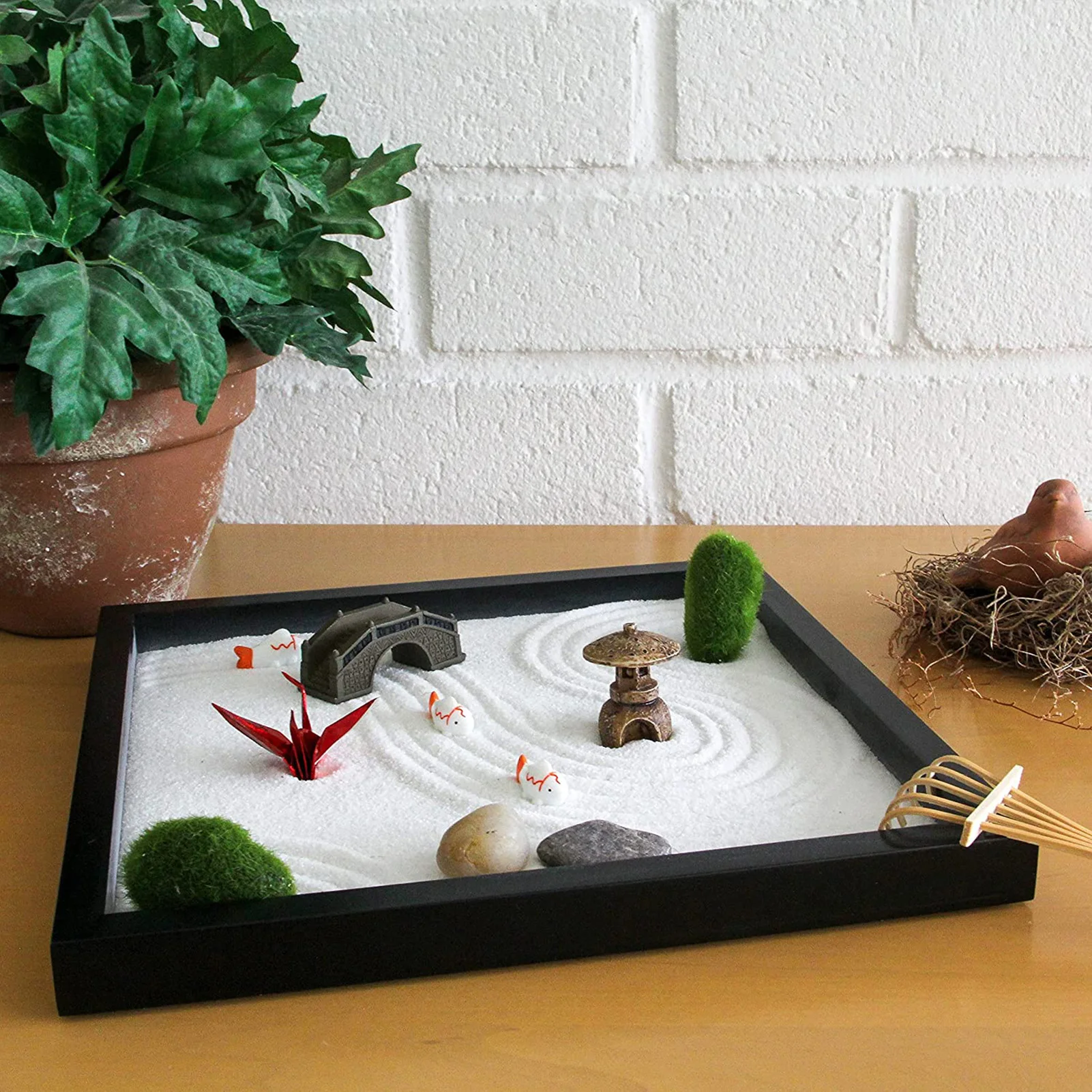 

Zen Garden - Tabletop Rock Garden Sandbox Tools Kits For Home Feng Shui Yoga Japanese Desktop Meditation Sand Box Accessories
