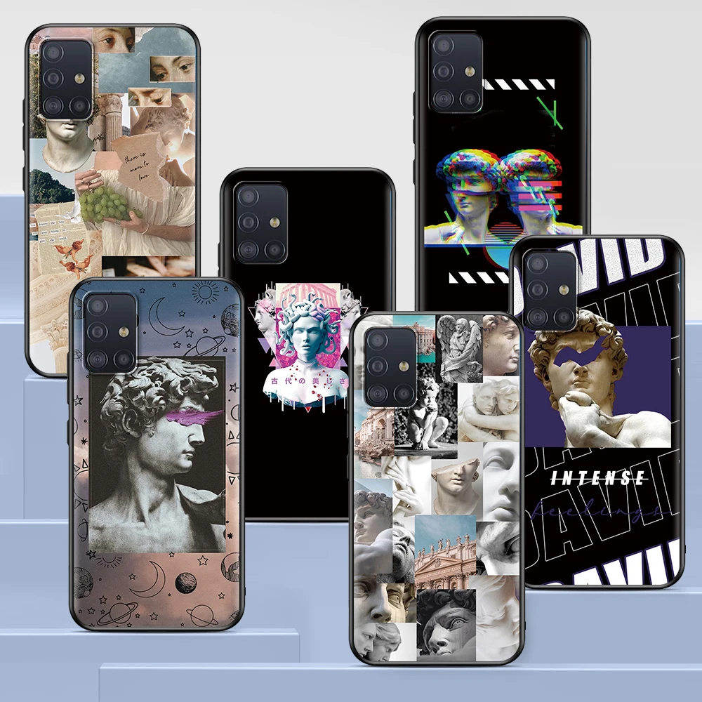 

Medusa David Statue Case for Samsung Galaxy A51 A12 A21s A71 A52 A31 A32 A02s A72 A11 A41 A22 A01 A42 A91 Black Soft Phone Cover
