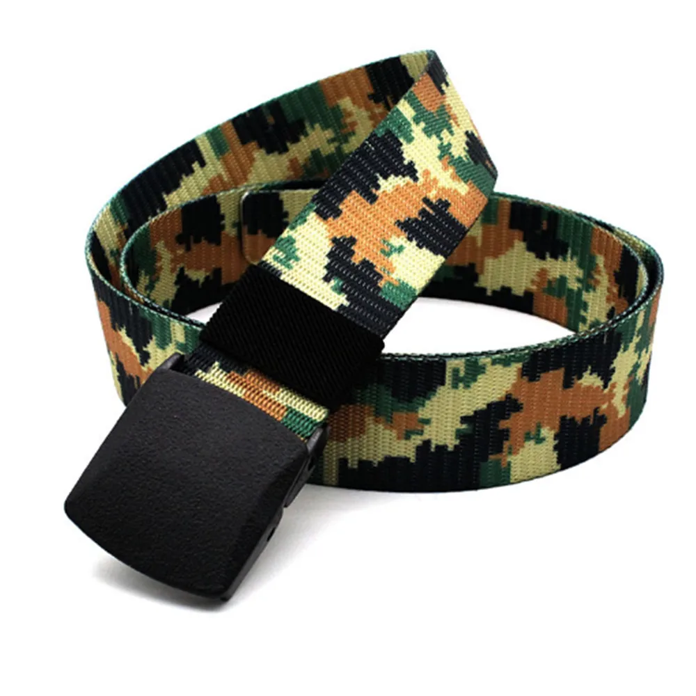 

Men's Womens Camouflage Nylon Canvas Outdoor Training Belt Plastic Buckle PD003