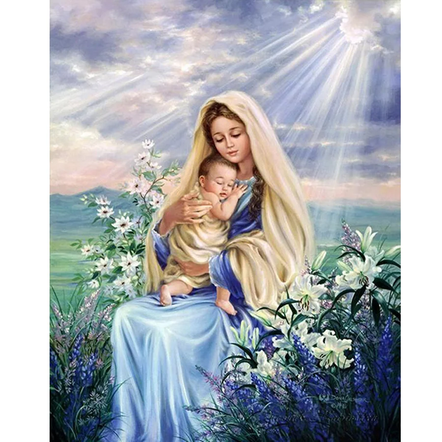 

Diamond Painting Virgin Mary kids Christian Religion Jesus Christ DIY 3D Diamond Embroidery Maternal Love Child Religious Gifts