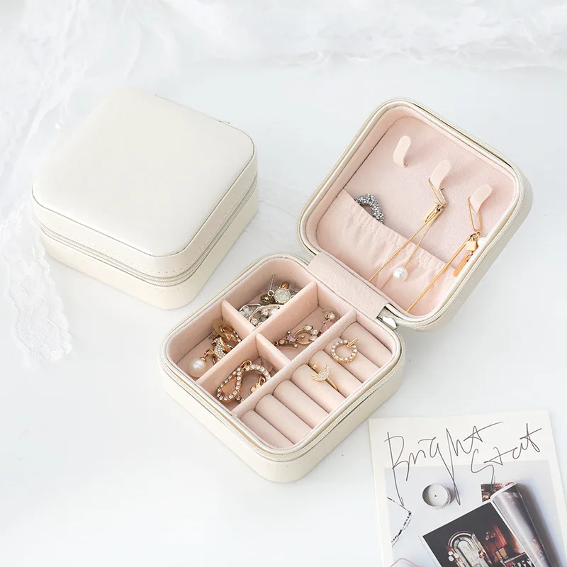 

Jewelry Collection Box Women's Travel Makeup Organizers Beauty Cosmetics Stud Earrings Ring Bracelets Storage Case Accessories