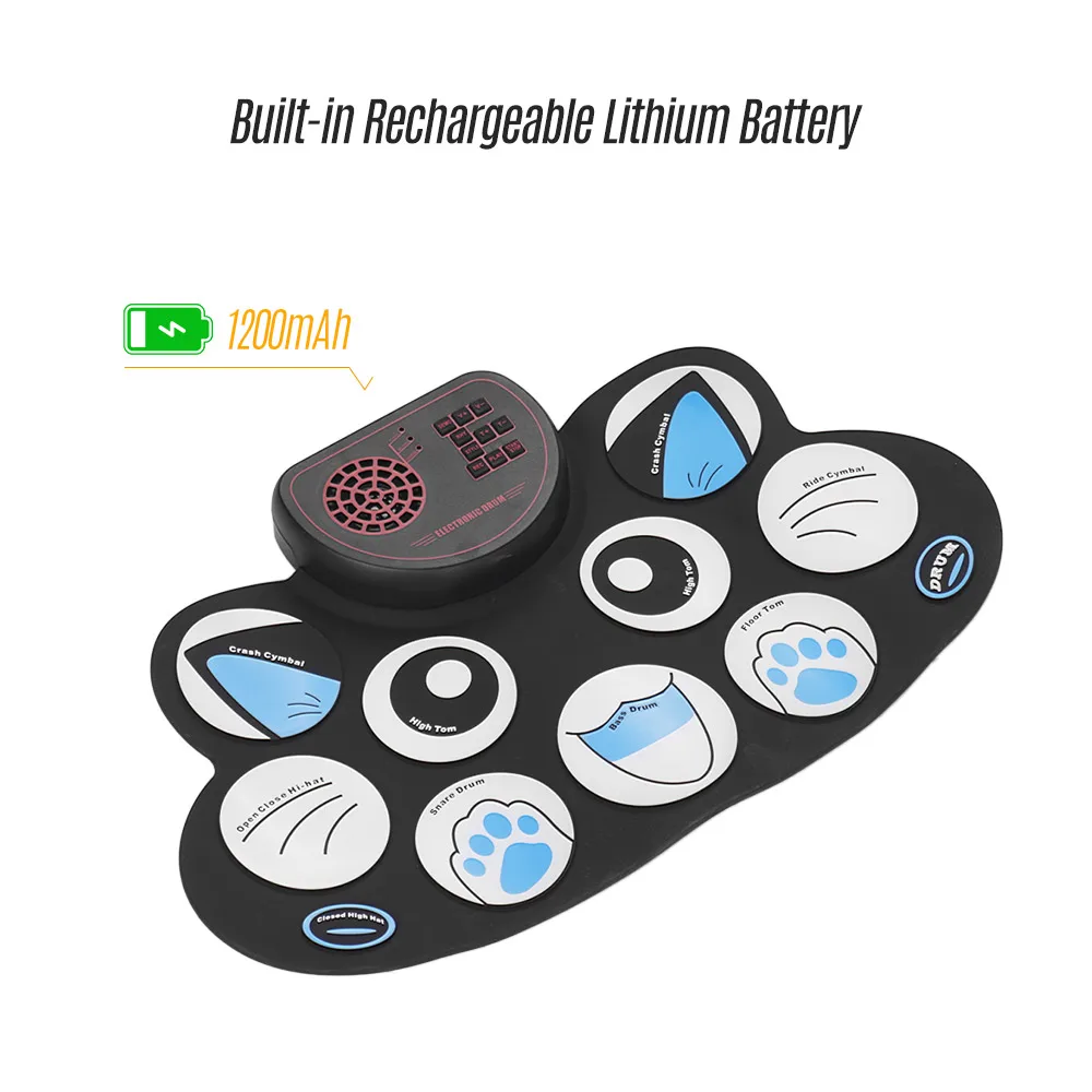 Мультяшный внешний вид Электрический барабан набор практик 9 подушечек