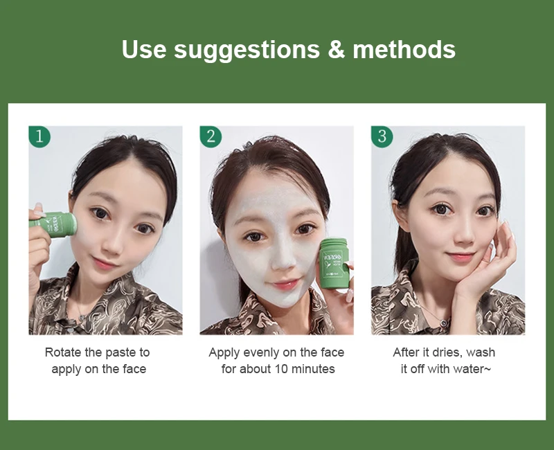 

Mud Mask Stick Deep Cleansing Green Tea Eggplant Extract Oil-Control Pores Shrinking Blackhead Remover Facial Cleansing Mask