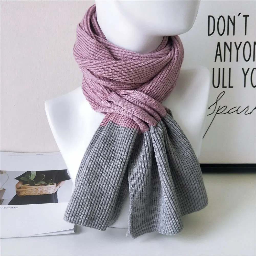 Двухцветный Одноцветный длинный студенческий шарф для мужчин и женщин