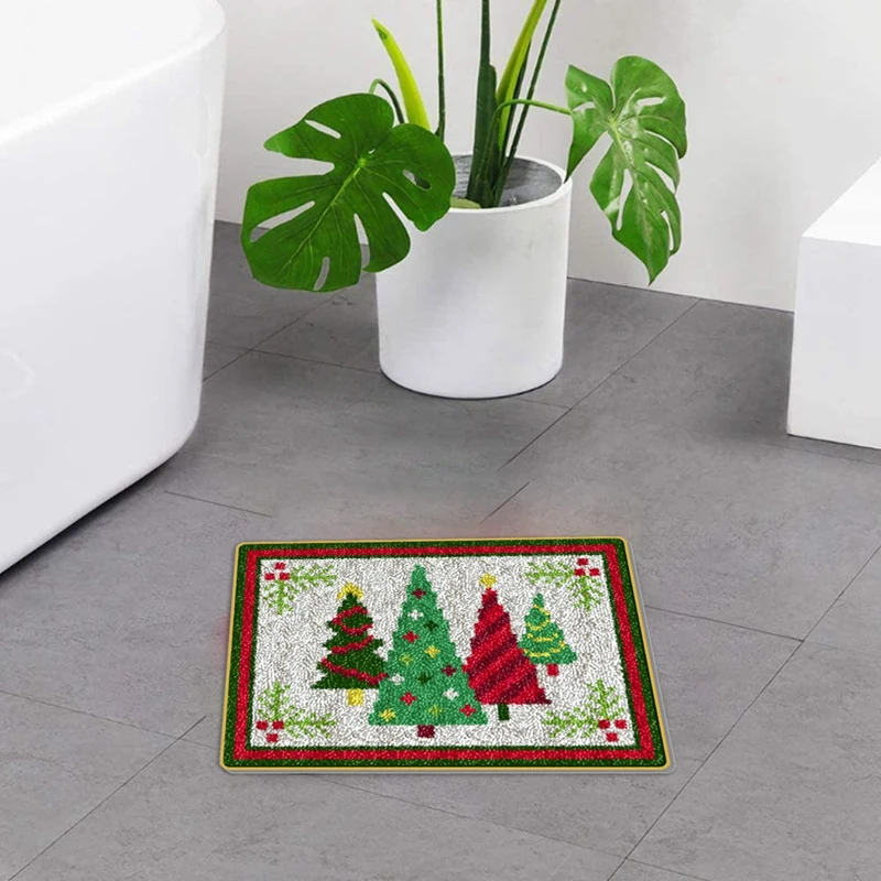 Latch Hook Kit DIY Crochet Yarn Kits 20 X 14 Inch Christmas Tree Rug Making Crafts For Kids Adults And Beginners | Дом и сад