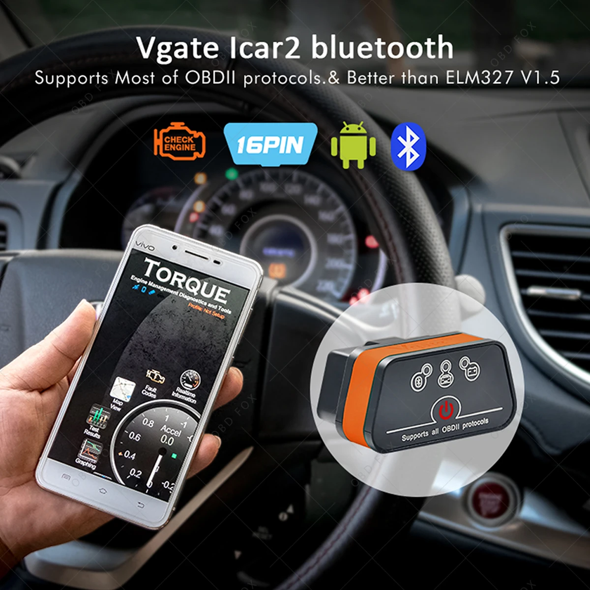 Автомобильный диагностический сканер Vgate iCar2 Wi Fi адаптер ELM327 327 для iPhone iOS Android
