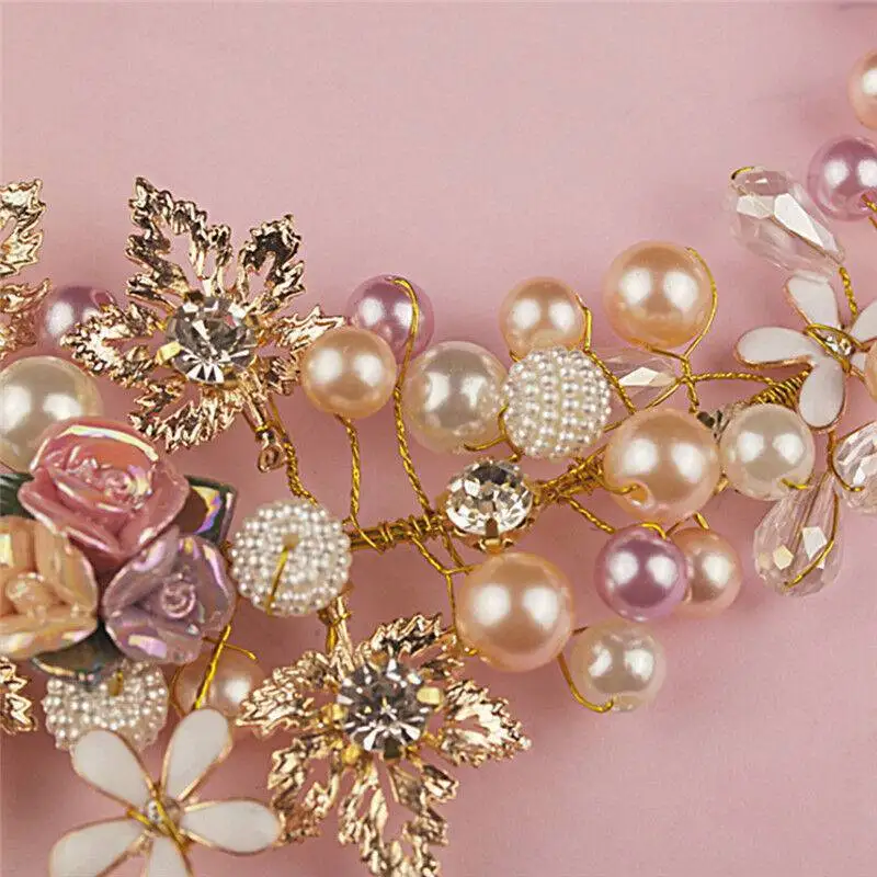 

Rhinestone Wedding Bridal Headband Clip Hair Band HandmadOI Pearl Flower Crystal