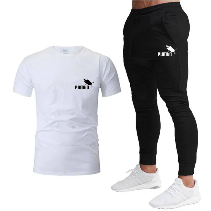 

2021New Men's Summer Leisure Short sleeve Sets T-Shirt+pants Two Pieces Casual Tracksuit Male Sportswear Gym Clothing Sweat Suit
