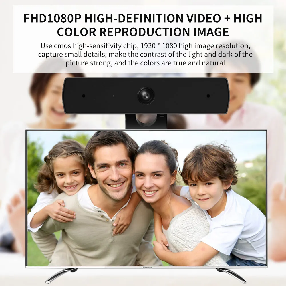 Компьютерная камера с USB кабелем HD 1080P со встроенным микрофоном черная веб без