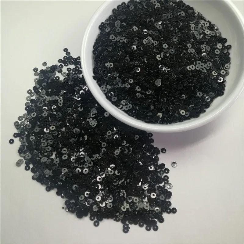 Блёстки 20 г 3 мм черные плоские круглые свободные блёстки для шитья одежды