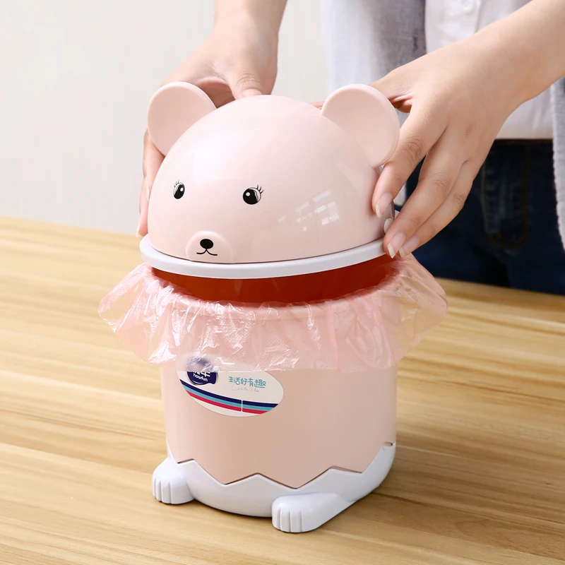

Trashcan Recycling Waste Bin Cute Mini Plastic Desktop Dustbin Storage Waste Bin Office Small Cubo De Basura Bedroom DM50WB