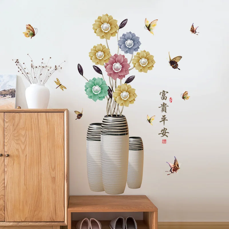 

13 Kinds Chinese Style Vase wall Sticker Fashion Flower Home Decor for Living Room Bedroom Creative PVC Vinyl Room Decoration