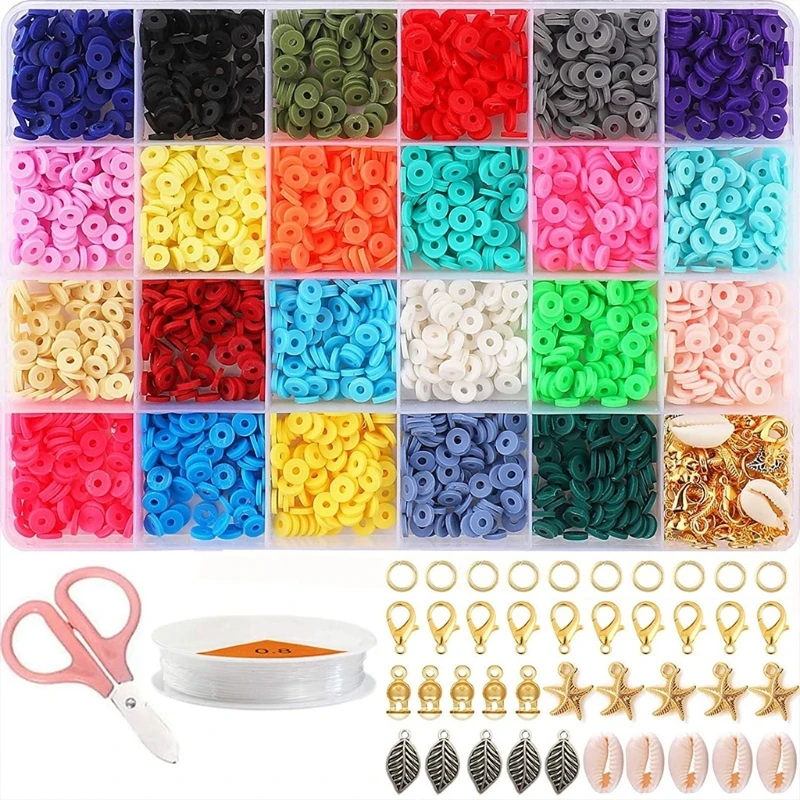 

Bohemian Bracelet Set for Women Soft Pottery Colorful Holiday Flat Round