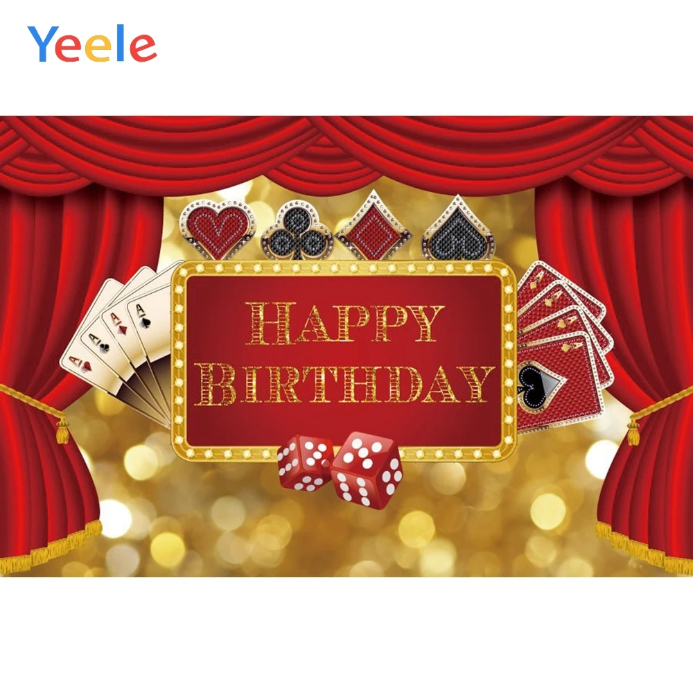 Yeele Birthday Party Decor Poker Casino Dice Photography Backgrounds Personalized Text Photographic Backdrops For Photo Studio |