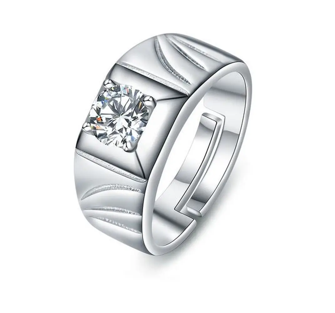 Мужское обручальное кольцо из серебра 925 пробы с платиновым покрытием | Украшения