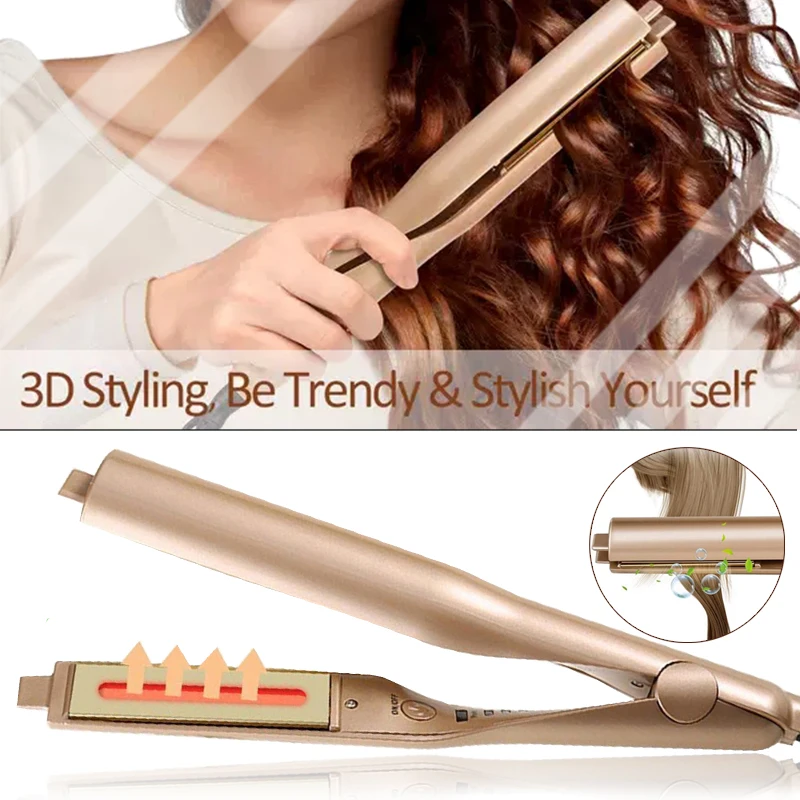 

Professional Hair Curler Iron 3D Spiral Heating Plate Curling Wand 2 In 1 Women Strainghteners And Curlers Hair Styler Tool