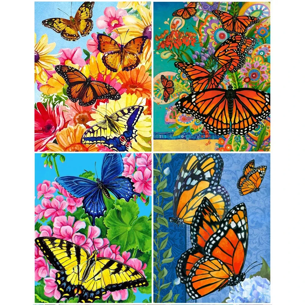 

AMY-Butterfly Diamond Painting, Flowers On Canvas, Square Diamond / Round Diamond, Home Decoration, DIY,