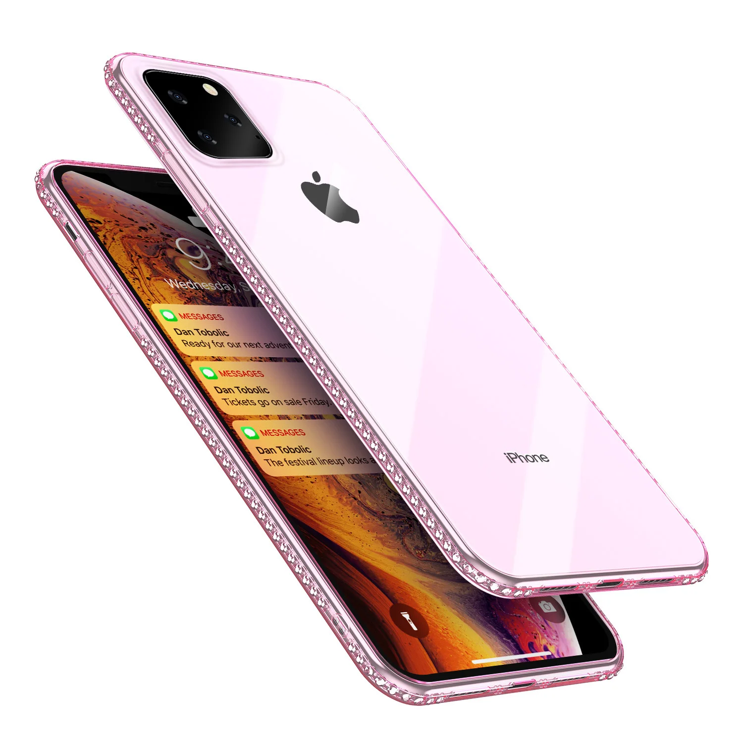 Diamond Glitter Transparent Silicone Case for iPhone 11 Pro Max Ultra Thin Clear Soft TPU Cover XR X XS |