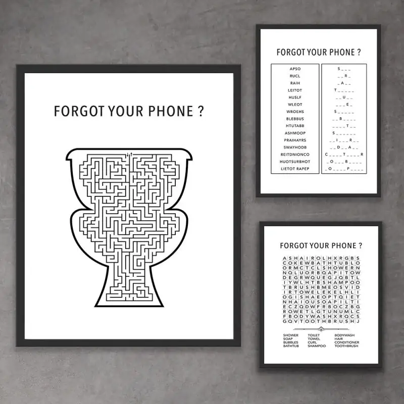 

Bathroom Decor Minimalist Funny Canvas Painting Forget Your Phone Quotes Pictures Modern Toilet Wall Art Posters Home Decoration