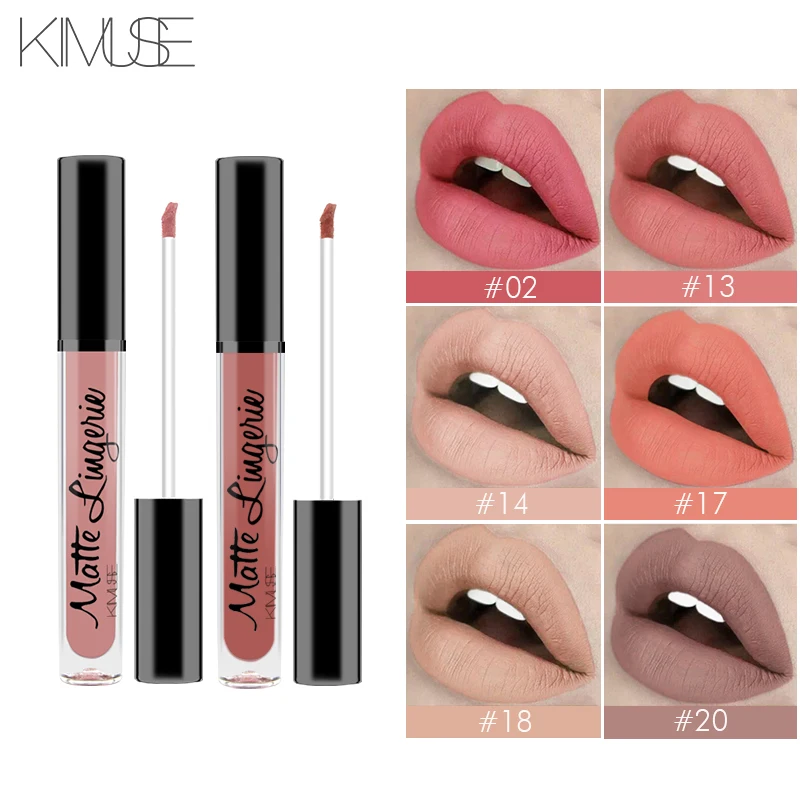 KIMUSE, матовая губная помада, водостойкая жидкая губная помада, блеск, пигмент, темно-фиолетовый, красный бархат, матовая губная помада, макияж губ, 12 цветов