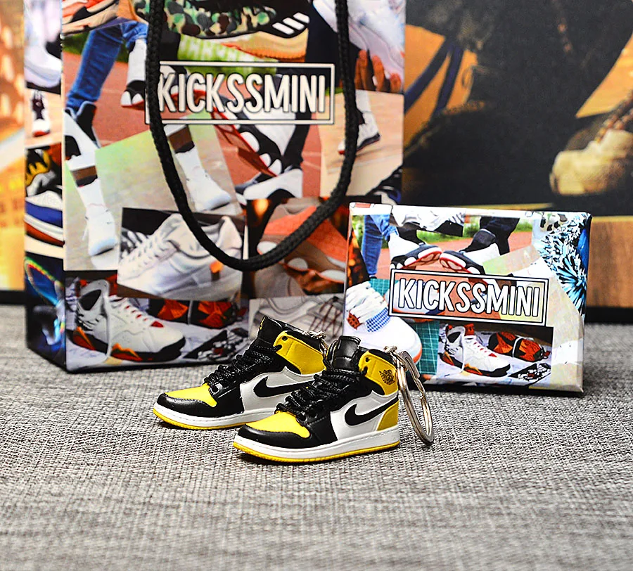 a pair w metal ring Персональный DIY Jordan Generation AIR JORDAN 1 chicago 3D кроссовок фигурный брелок сумка Подвеска парный брелок - Цвет: a pair w metal ring