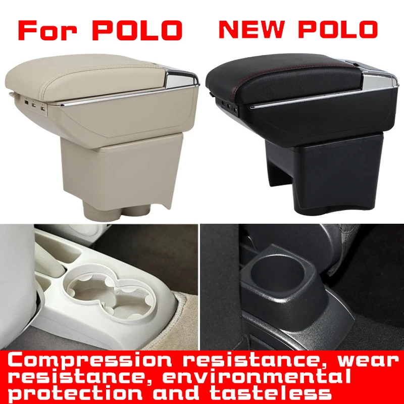

Кожаный Автомобильный подлокотник для VOLKSWAGEN POLO, новый контейнер для хранения консоли polo