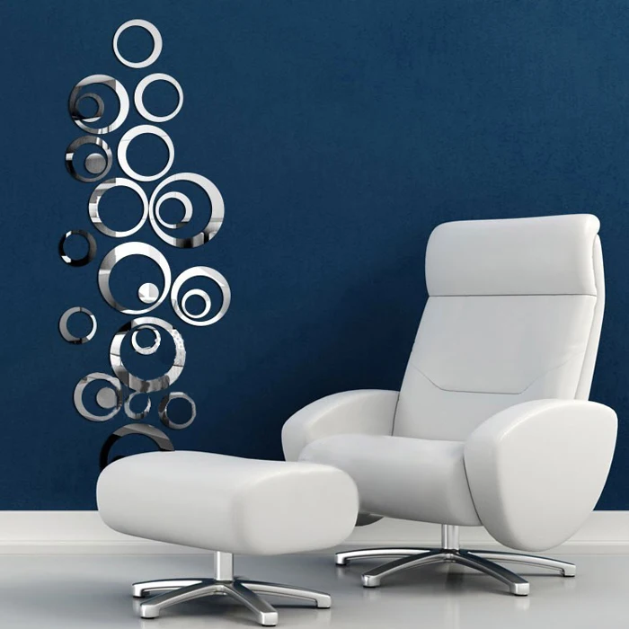 

1set Circles Wall Stickers Mirror Style Removable Decal Vinyl Art Mural Wall Sticker Home Adesivo De Parede Home Decor #43
