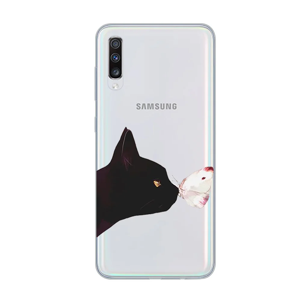 ciciber Phone Case Cute Cartoon Cat Cover for Samsung Galaxy A50 A70 A80 A40 A30 A20 A60 A10 A20e Soft Silicone TPU Fundas Coque |