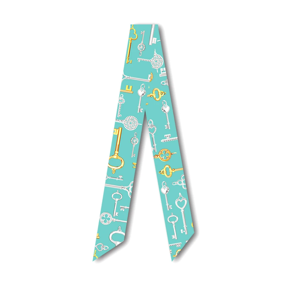 Женский Летний Шелковый шарф с принтом в виде ключа |
