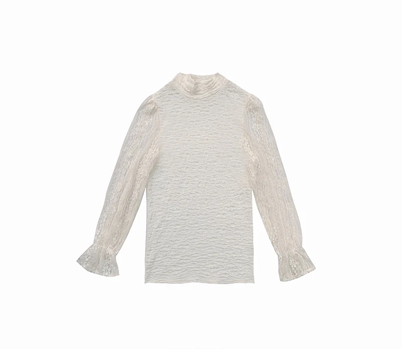 

Spring new Korean Fashion Lace Long Sleeve Shirt sexy hollow slim top