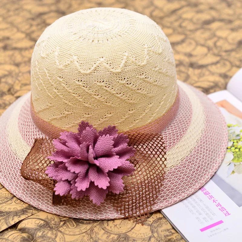 

New Summer Women's Outdoor Sunshade Flower Straw Hat Sun Protection Cap Wide Brim Summer Beach Hat Fashion Sunscreen Caps