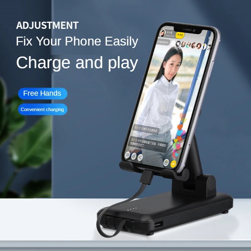 

Z89 4in1 Power Bank with Cables Desktop Phone Holder Supports Fast Charging Apple Android TYPE-C 10000mAh Lazy Live Phone Stand