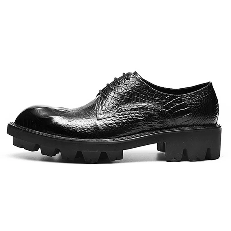 Мужские туфли-оксфорды из натуральной кожи с круглым носком на шнурках | Обувь