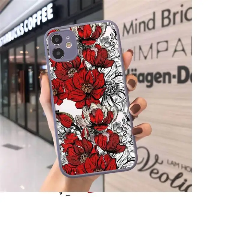 

Flower Phone Cases Matte Transparent For iPhone 12 Mini 11 Pro XR XS Max 7 8 Plus
