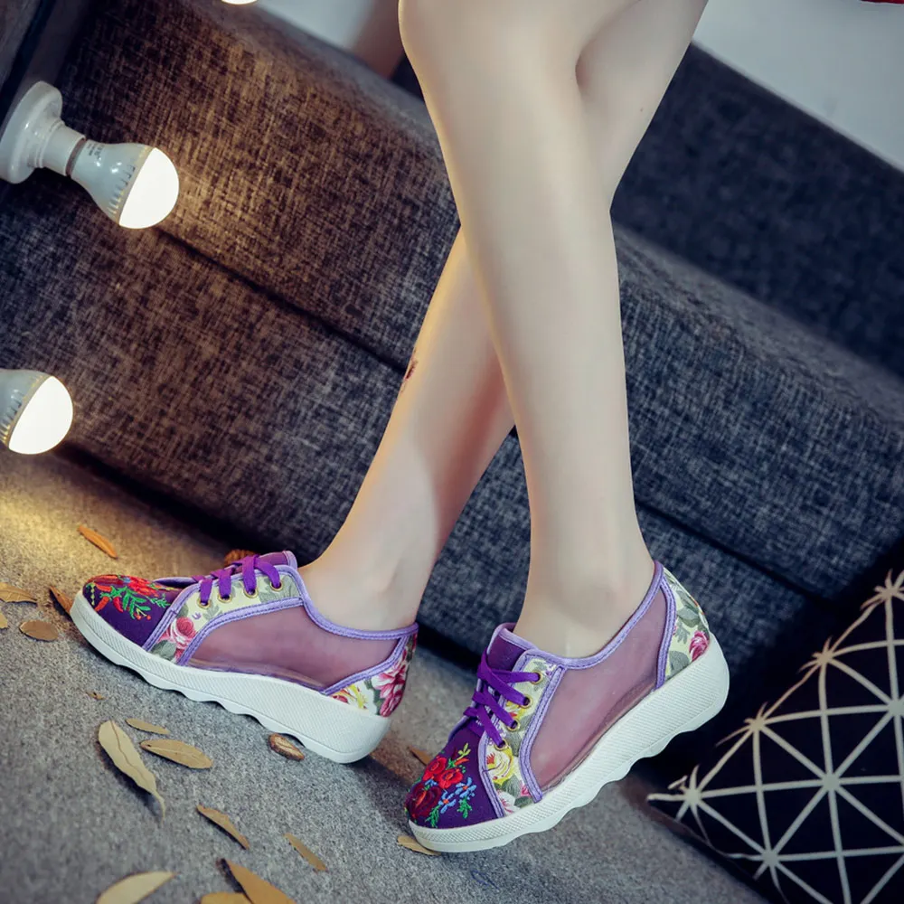 Veowalk/летние женские кроссовки из газовой ткани с цветочной вышивкой Удобные