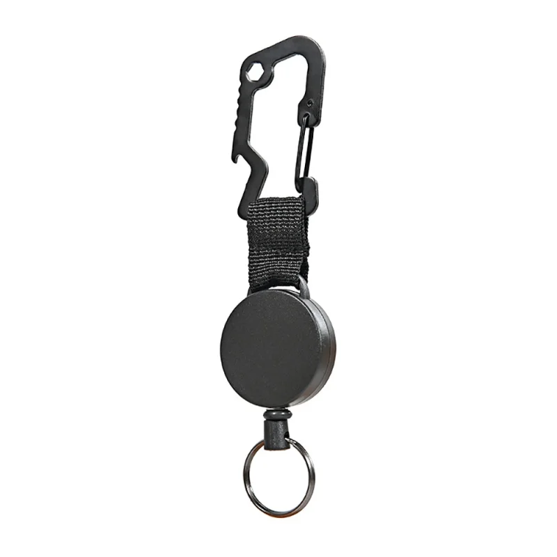 

Camping Retractable Pull Key Ring Chain Belt Clip With Carabiner Reel Card Badge Holder Anti-lost Keychain