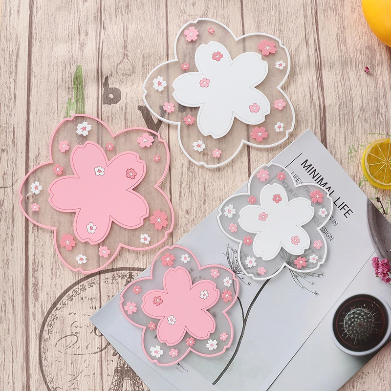 1pc Japan Style Cherry Blossom Heat Insulation Table Mat Family Office Anti-skid Tea Cup Milk Mug Coffee Coaster | Дом и сад