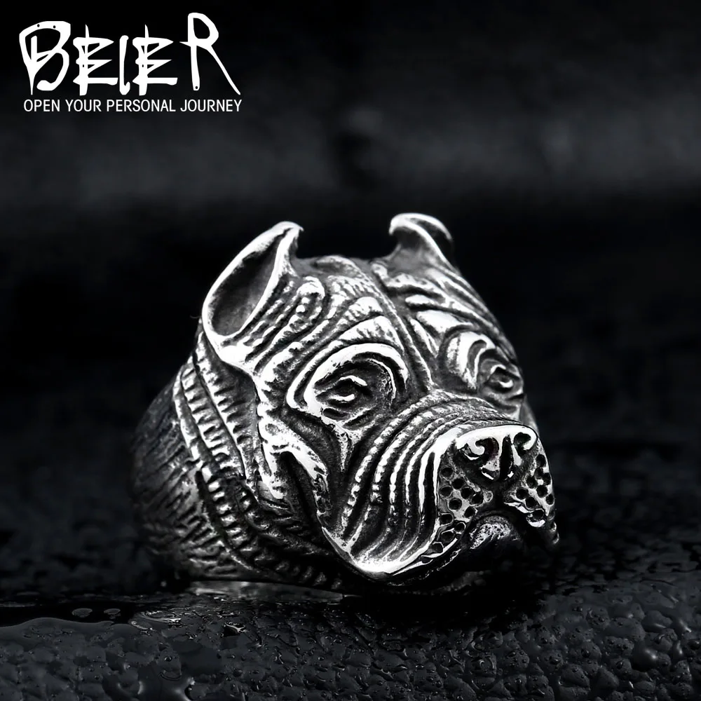 Нержавеющая Сталь 316L Титана Животных Питбуль Собака Кольцо Мужчин Личность