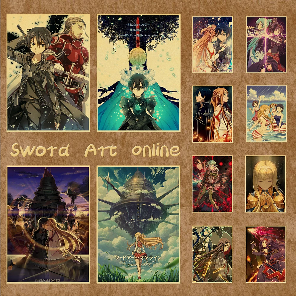 

Японское аниме меч искусство онлайн Сан хорошее качество постер с покрытием белая бумага для декора искусств