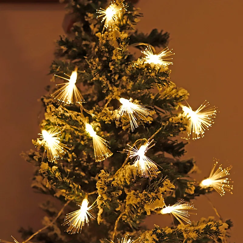 

2022 New Years Christmas Tree Fiber Firework LED Lights Battery With Wedding Garden Light String Home Party Holiday Decoration