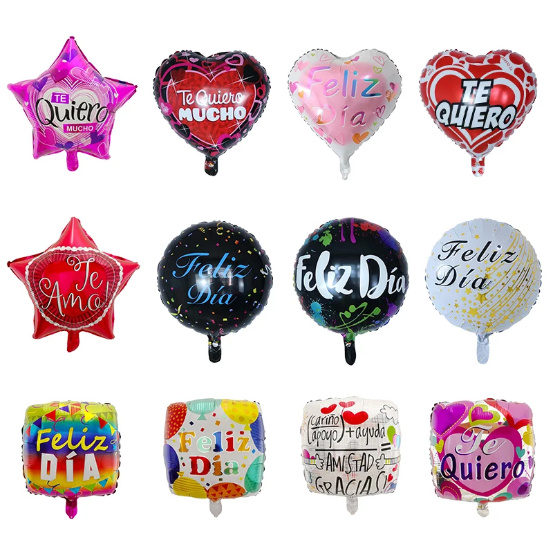 10 шт 18inch испанский Te Amo Фольга Feliz Dia воздушные шары с надписью I Love You (я тебя люблю)