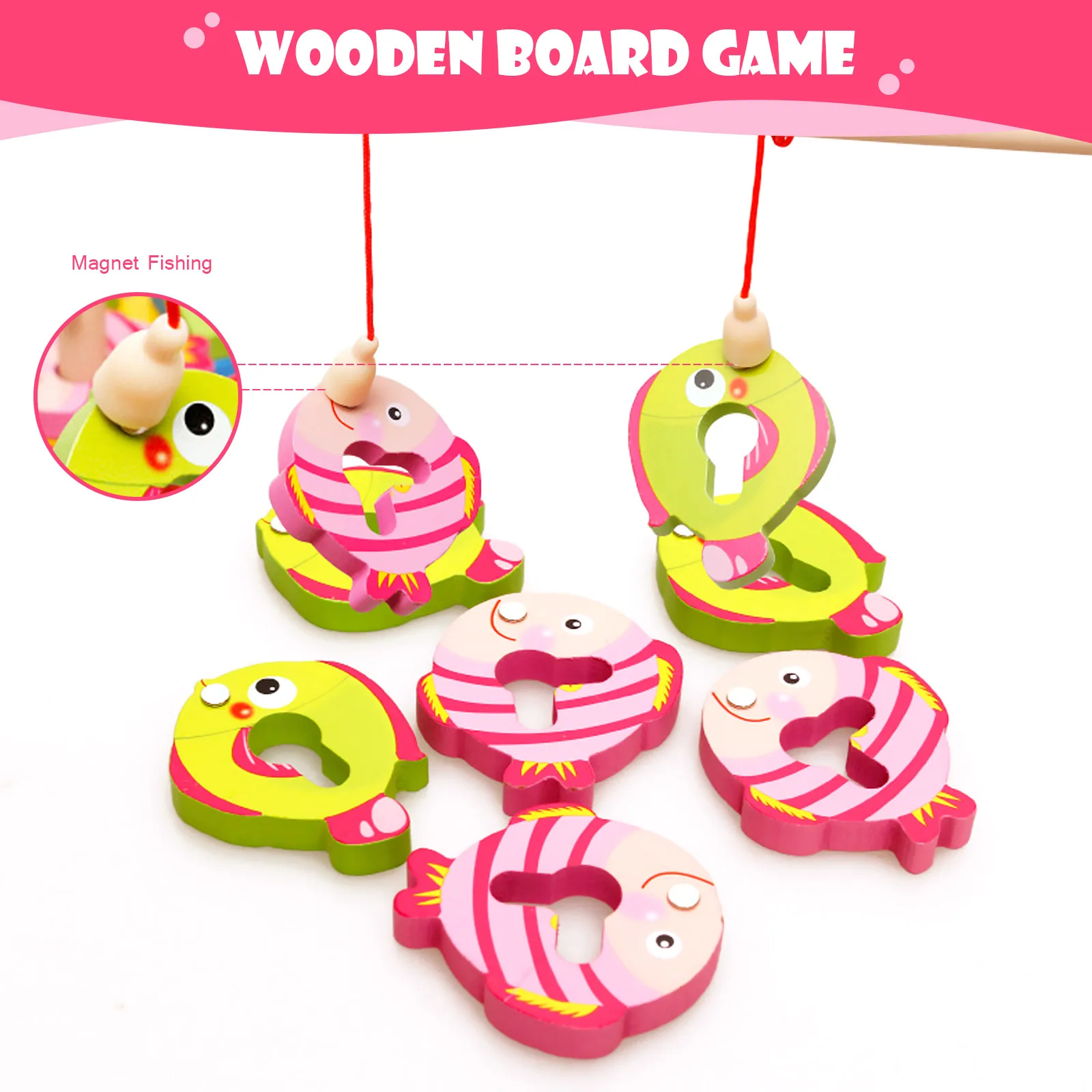 

Puzzle Baby Early Educational Toy 2-In-1 Wooden Board Game Geometric Magnetic Fishing Board Kids Educational Toys#38