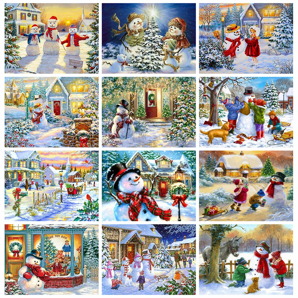 

Huacan алмазная вышивка полная выкладка Снеговик алмазные картины рождество рукоделие