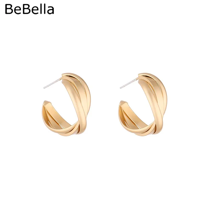 BeBella 2 см матовые дуговые серьги гвоздики с серебром 925 иглы новые модные